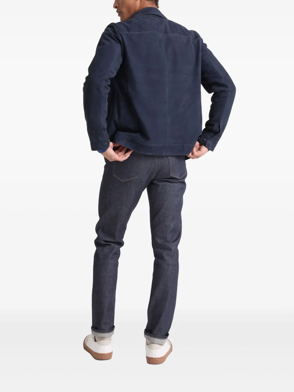 Yves Salomon Suède jack Blauw