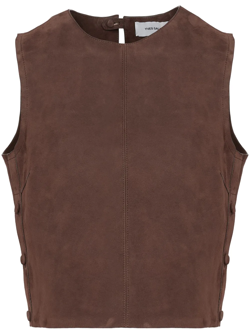 Yves Salomon Top smanicato in pelle scamosciata - Marrone