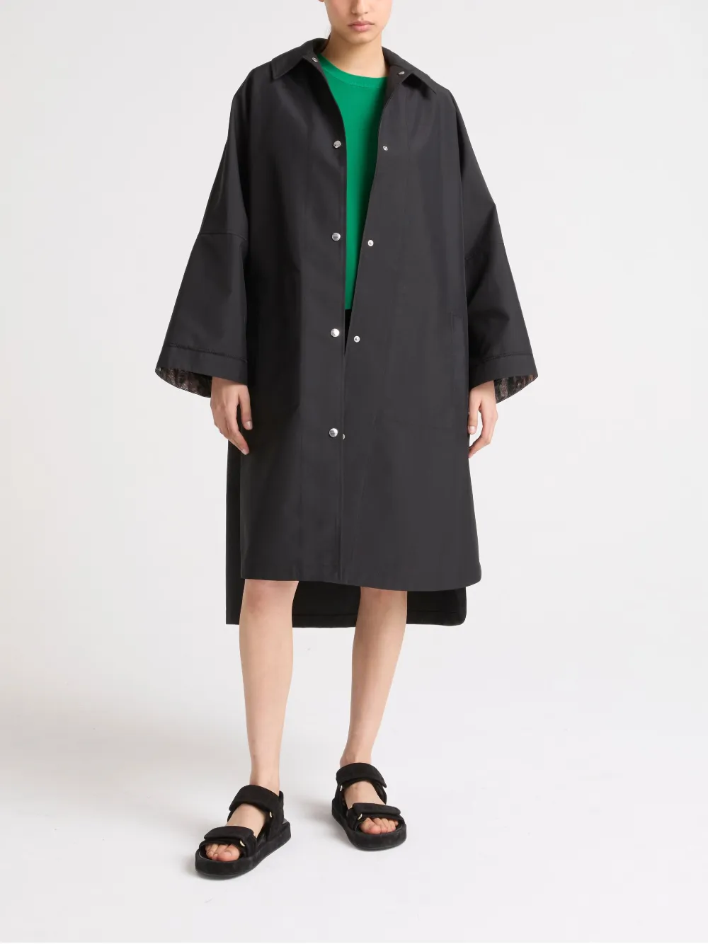 Yves Salomon Regenjas met capuchon Zwart