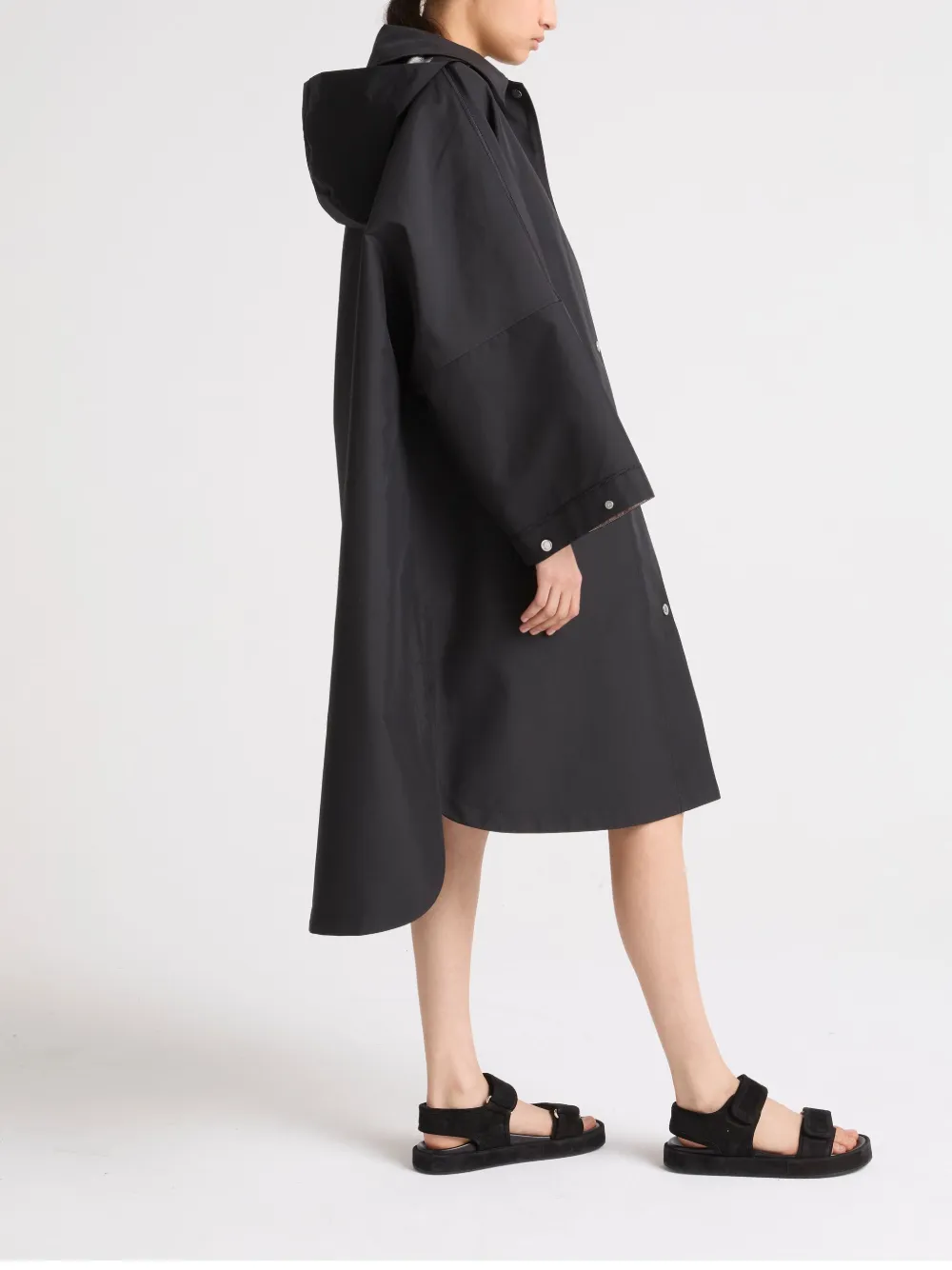 Yves Salomon Regenjas met capuchon Zwart