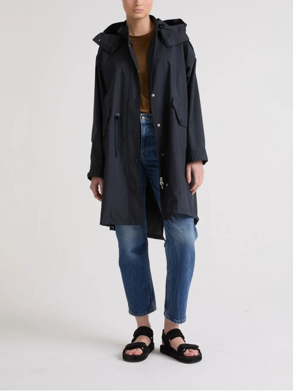 Yves Salomon Parka met trekkoord Blauw