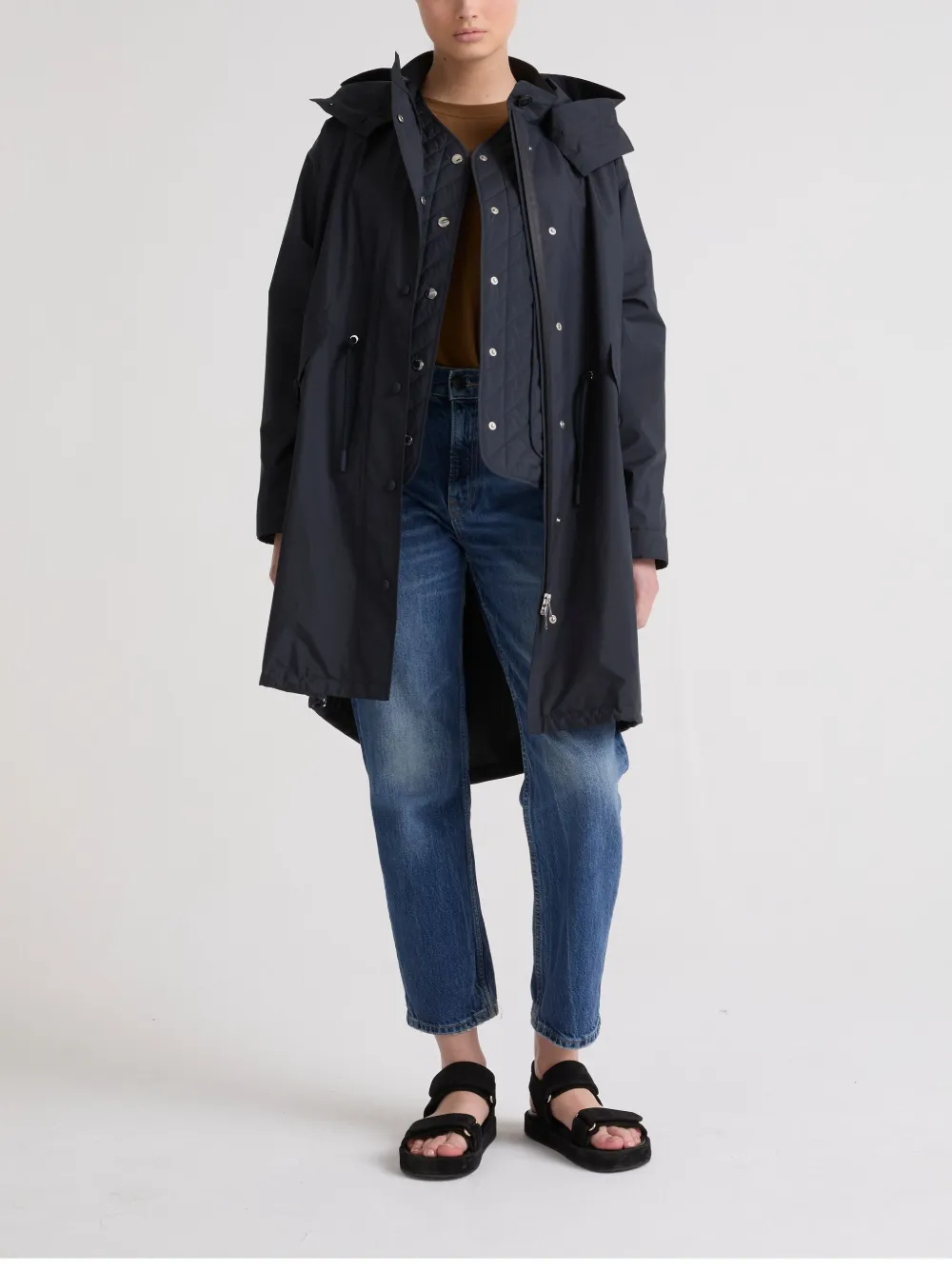 Yves Salomon Parka met trekkoord Blauw