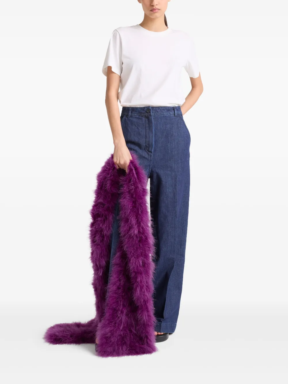 Yves Salomon Feather-detailing Scarf In Purple