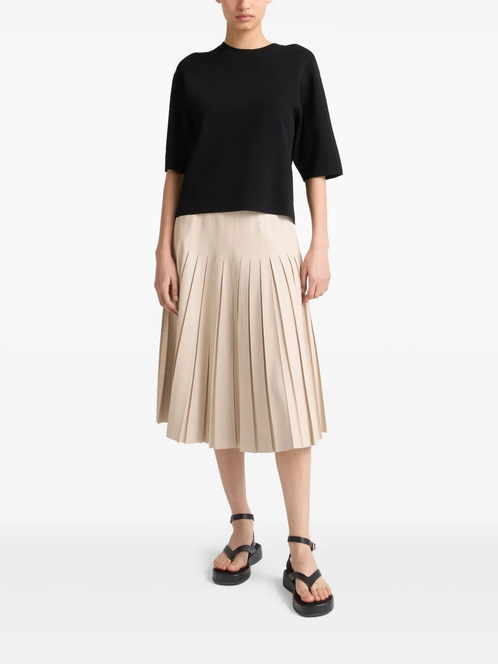 Yves Salomon Leren midi-rok - Beige