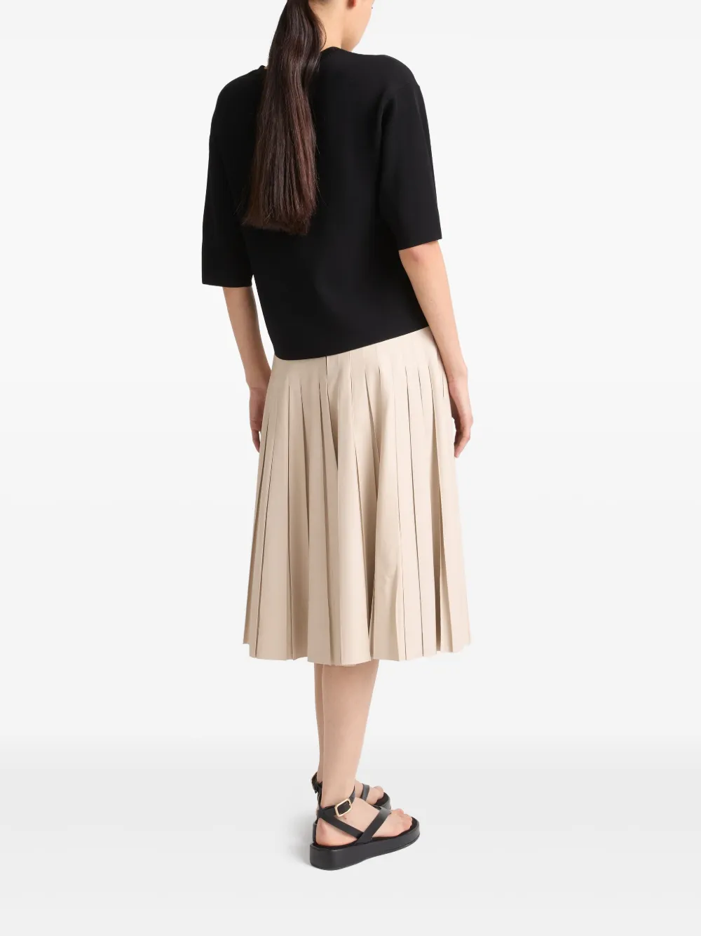 Yves Salomon Leren midi-rok Beige