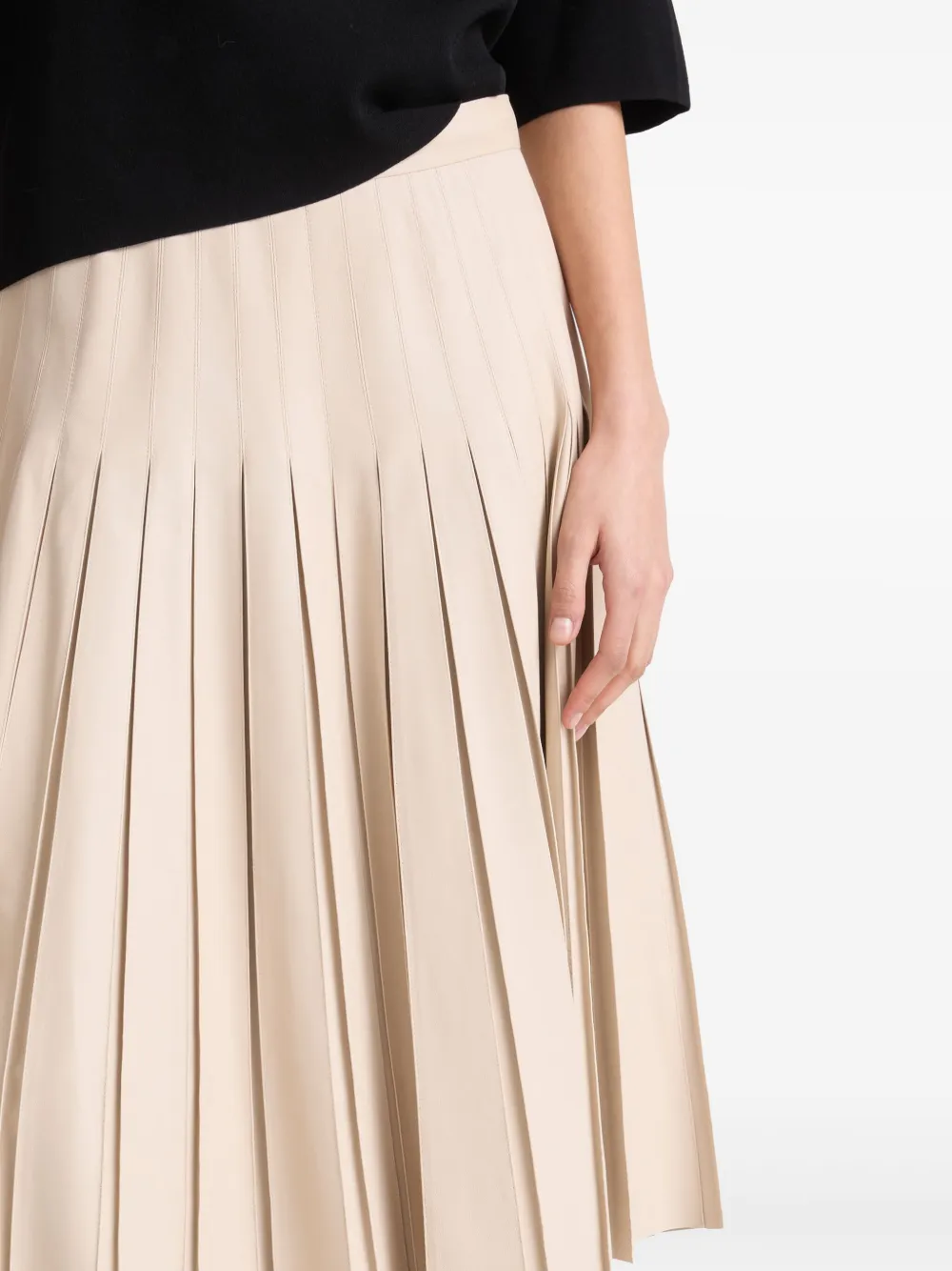 Yves Salomon Leren midi-rok Beige