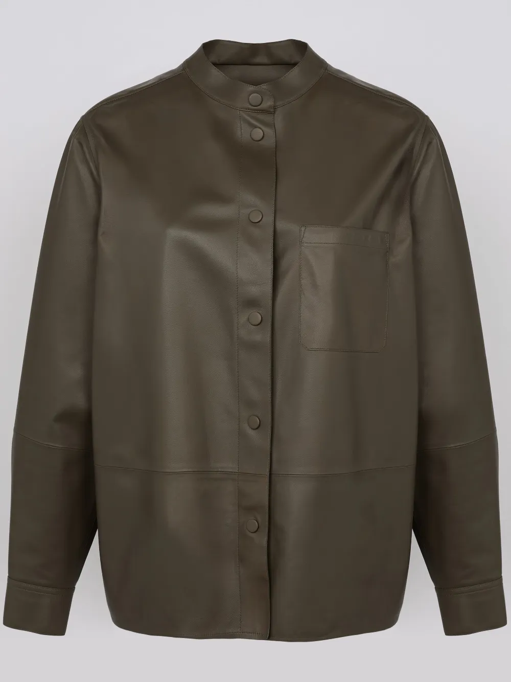 Yves Salomon Leather Overshirt In Green