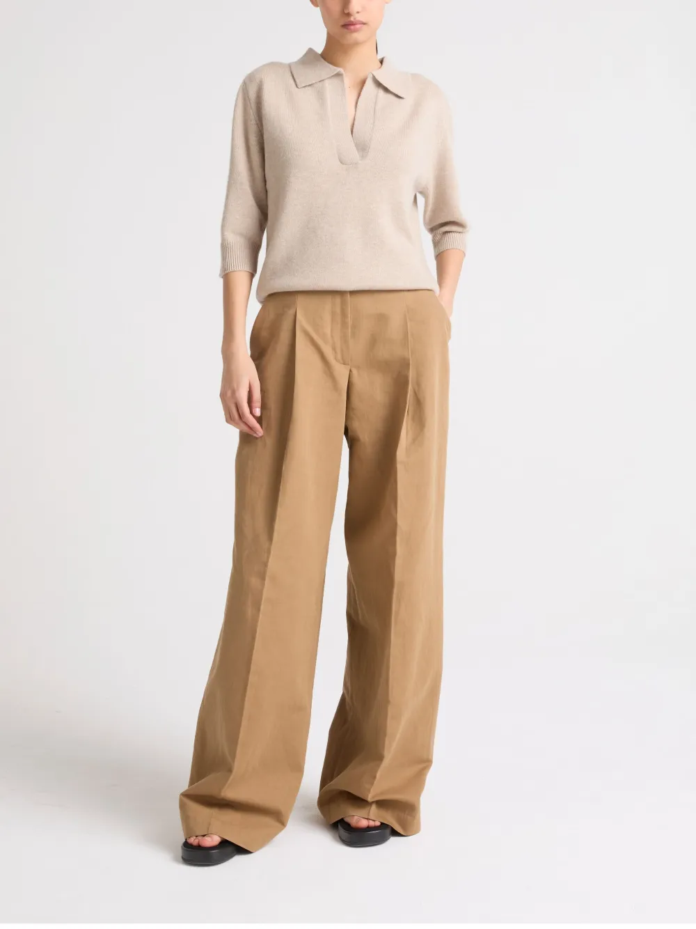 Yves Salomon pleated trousers - Beige
