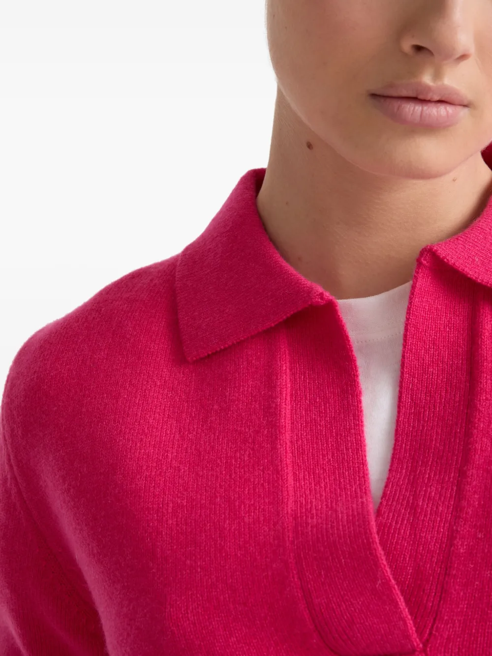 Yves Salomon Gebreid poloshirt Roze
