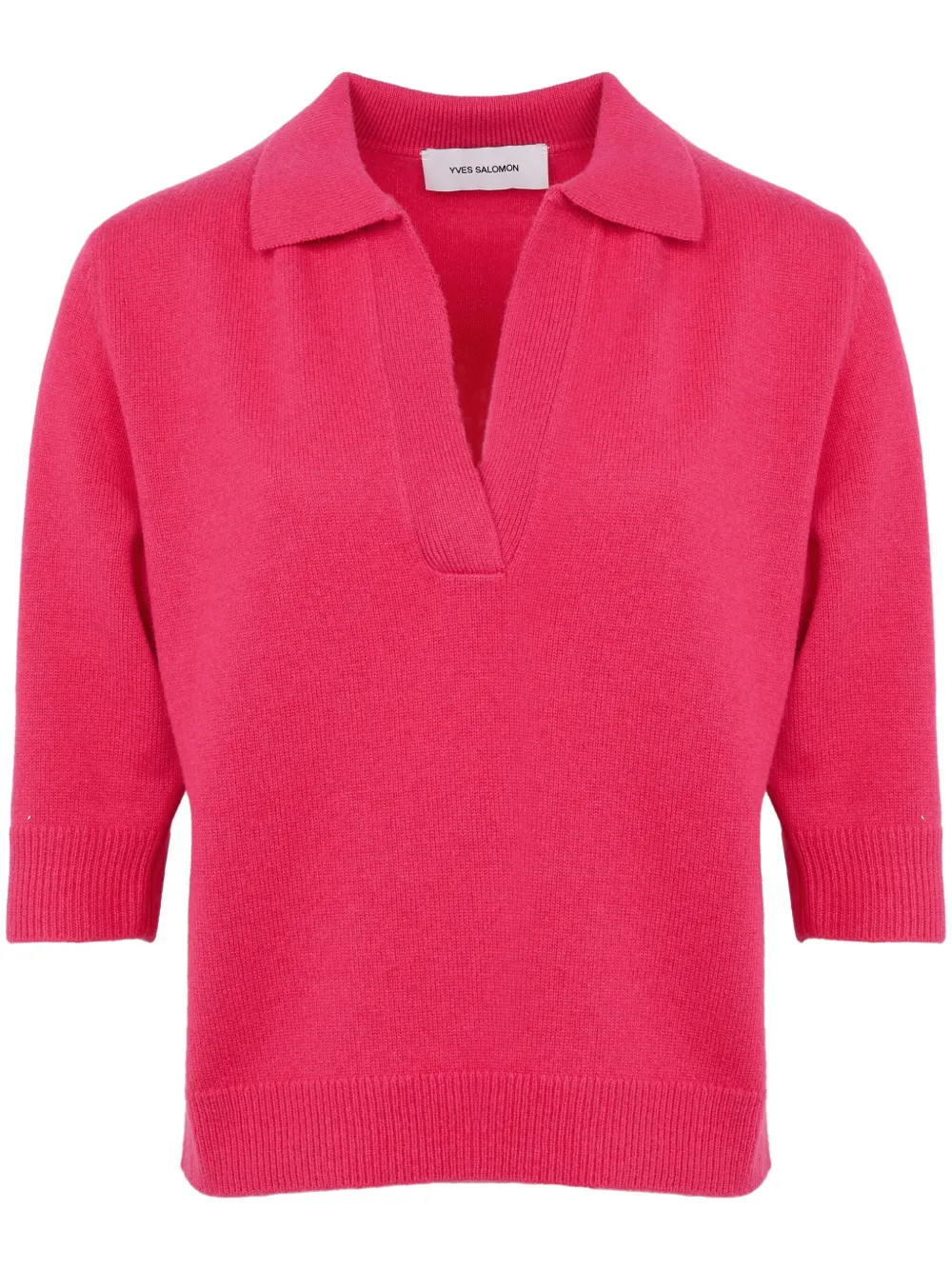 Yves Salomon Gebreid poloshirt Roze