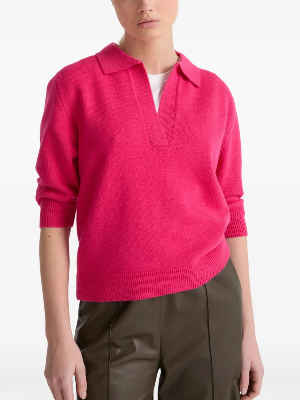 Yves Salomon Gebreid poloshirt Roze