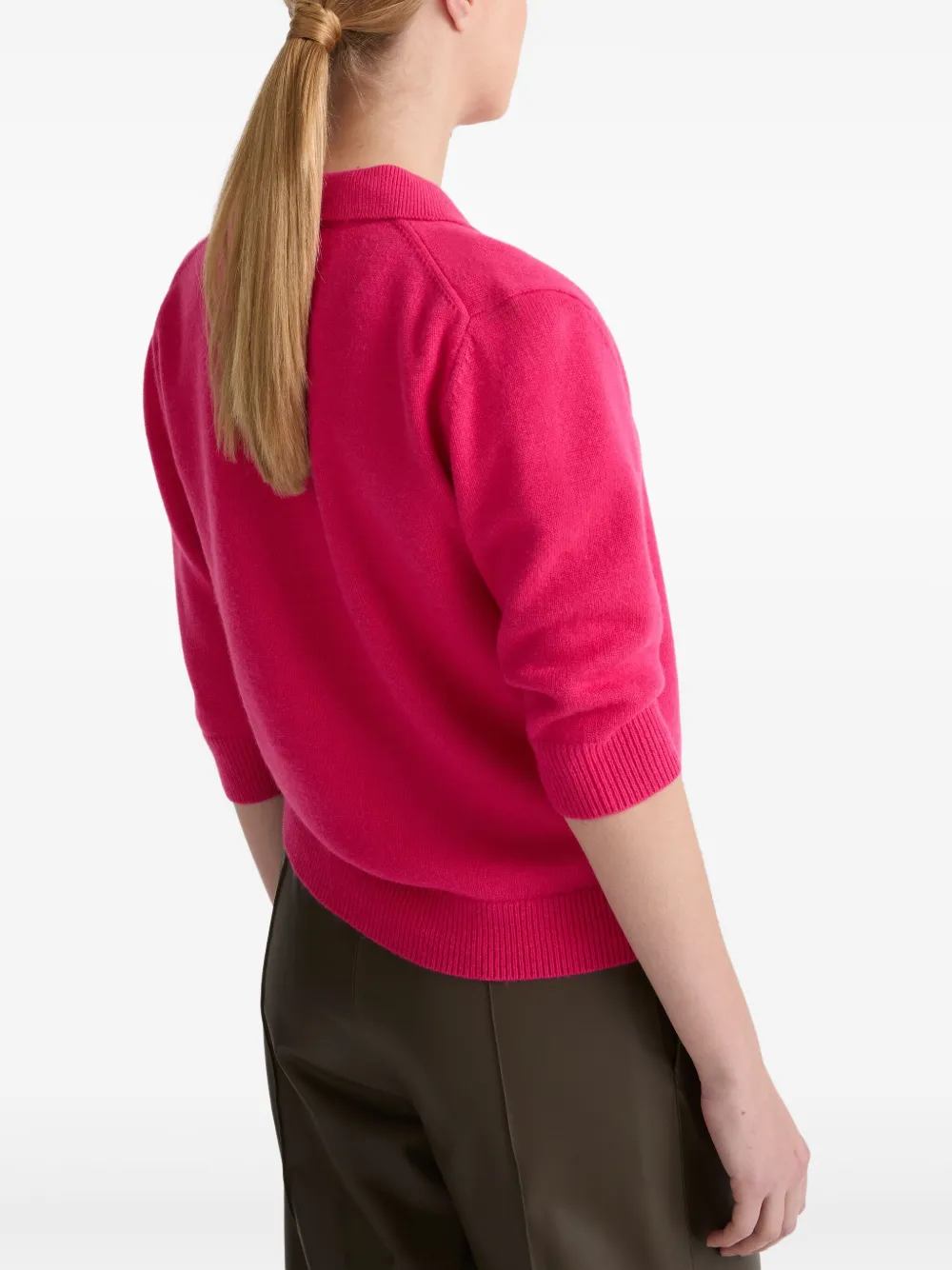 Yves Salomon Gebreid poloshirt Roze