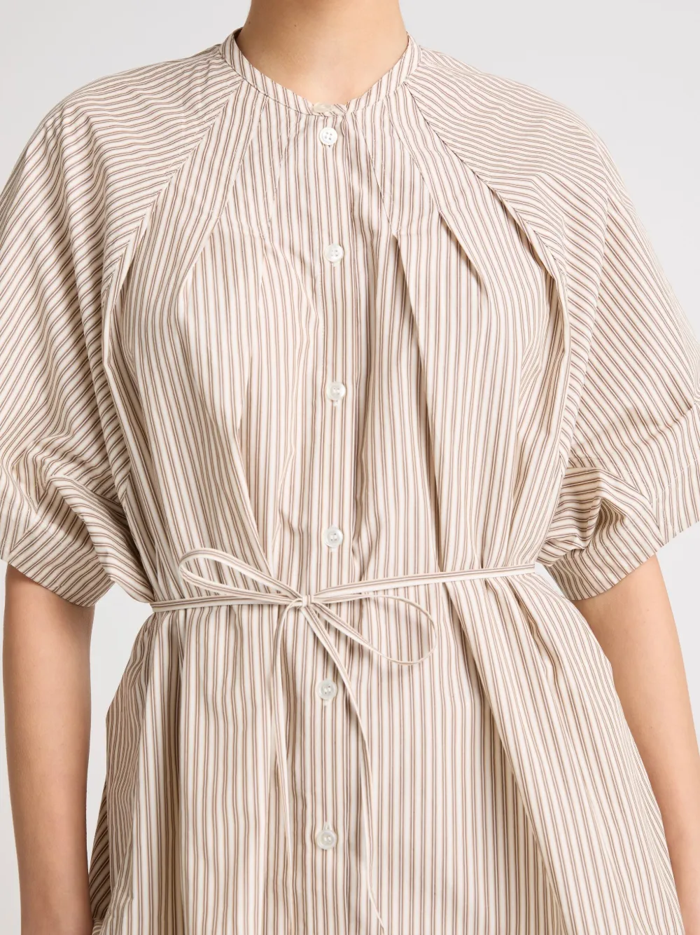 Yves Salomon Gestreepte popeline blouse Bruin