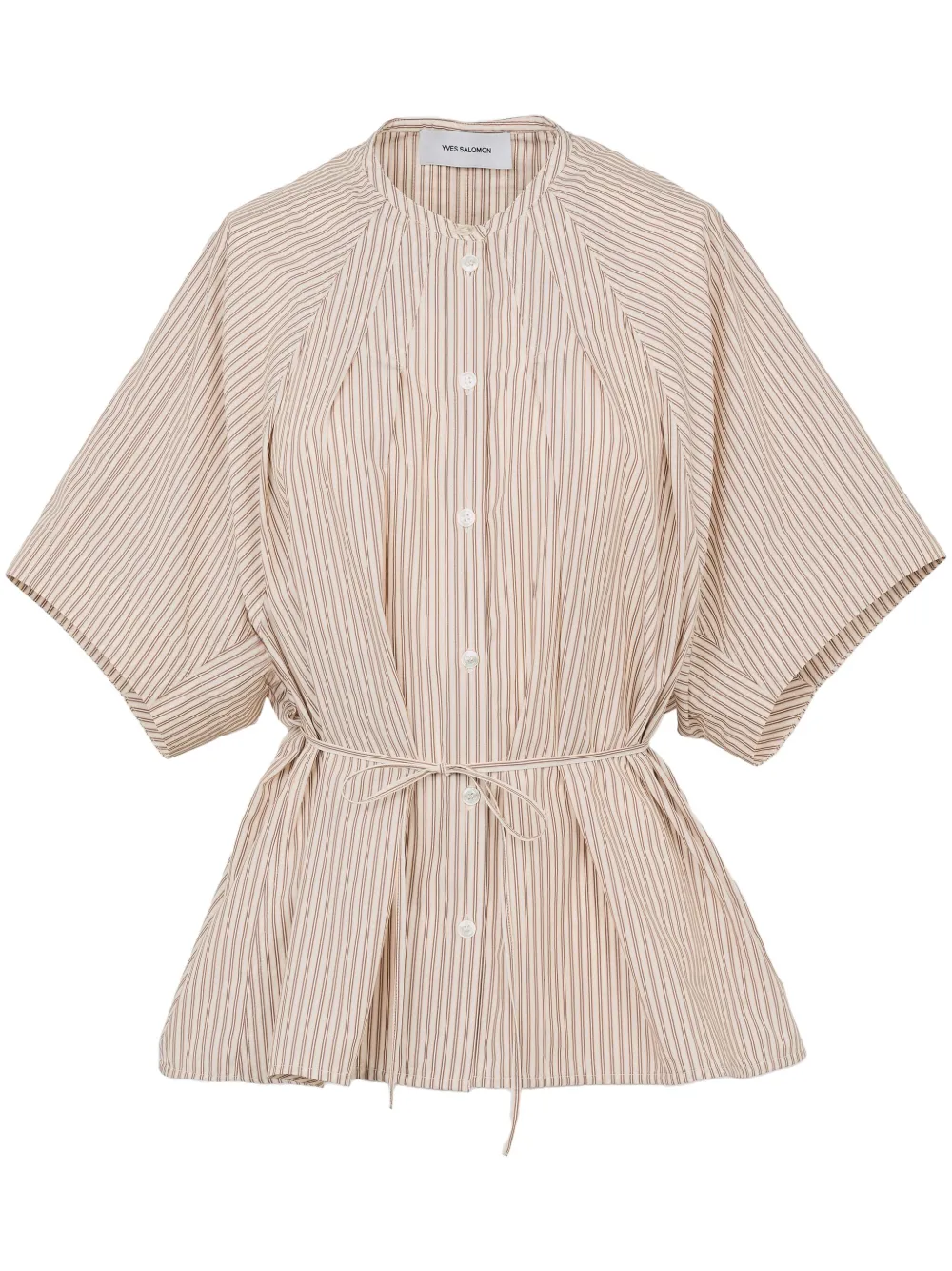 striped pleated poplin shirt