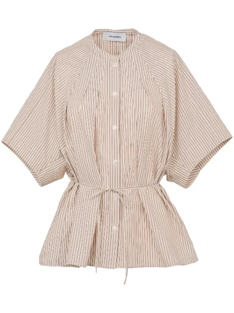 Yves Salomon striped pleated poplin shirt