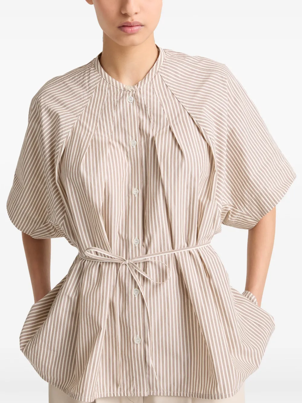 Striped Pleated Poplin Shirt