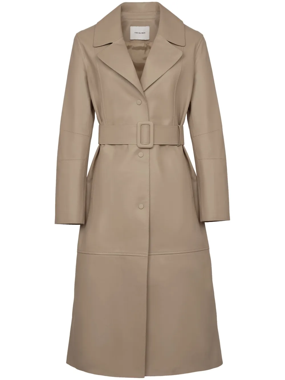 Yves Salomon Leren trenchcoat Beige