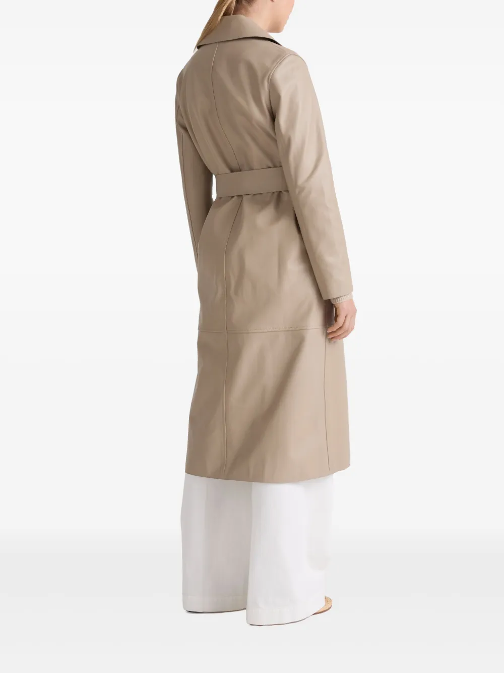 Yves Salomon Leren trenchcoat Beige