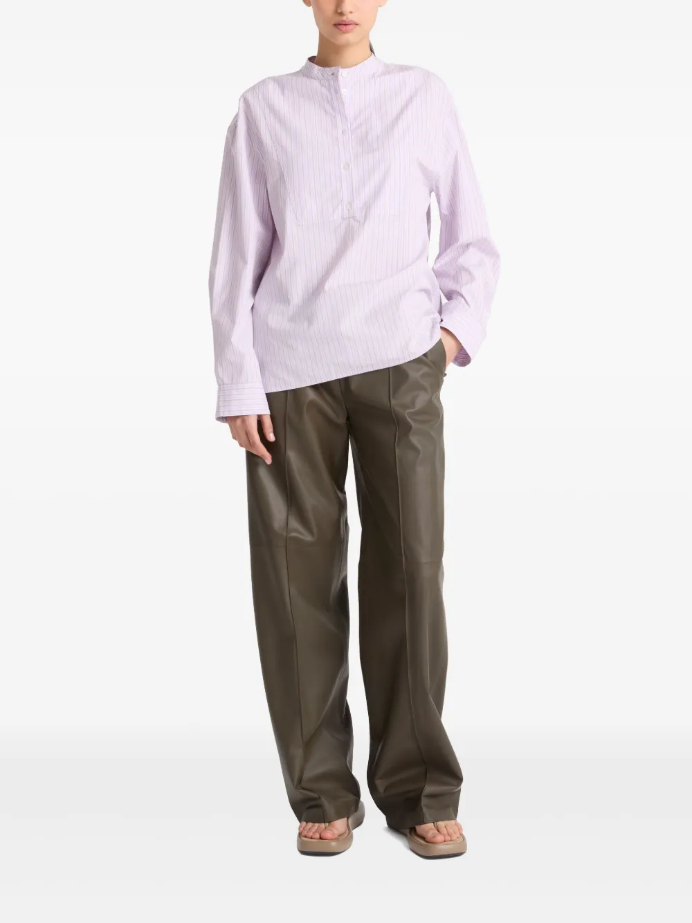 Yves Salomon Gestreepte katoenen popeline blouse - Roze