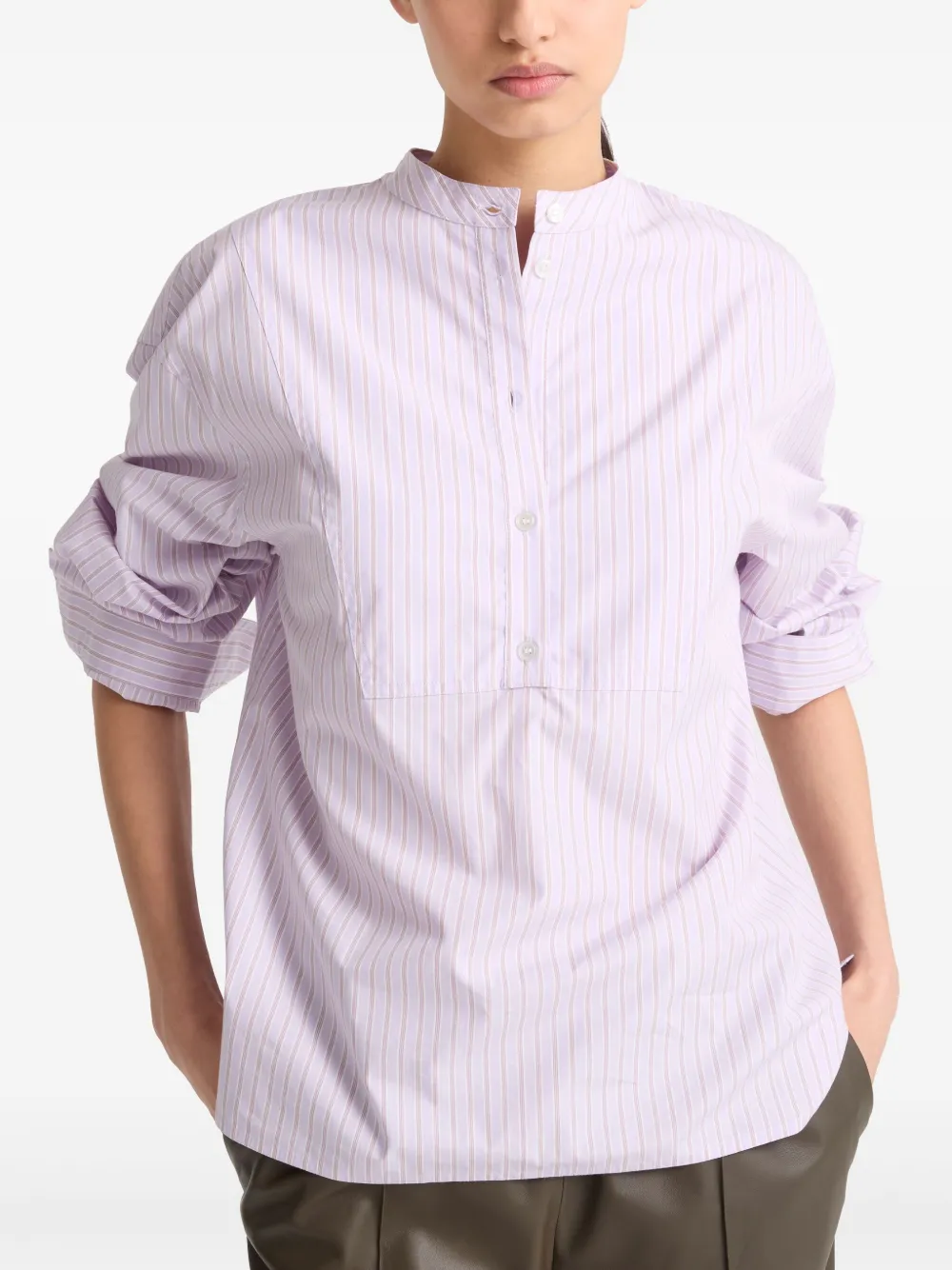 Yves Salomon Gestreepte katoenen popeline blouse Roze