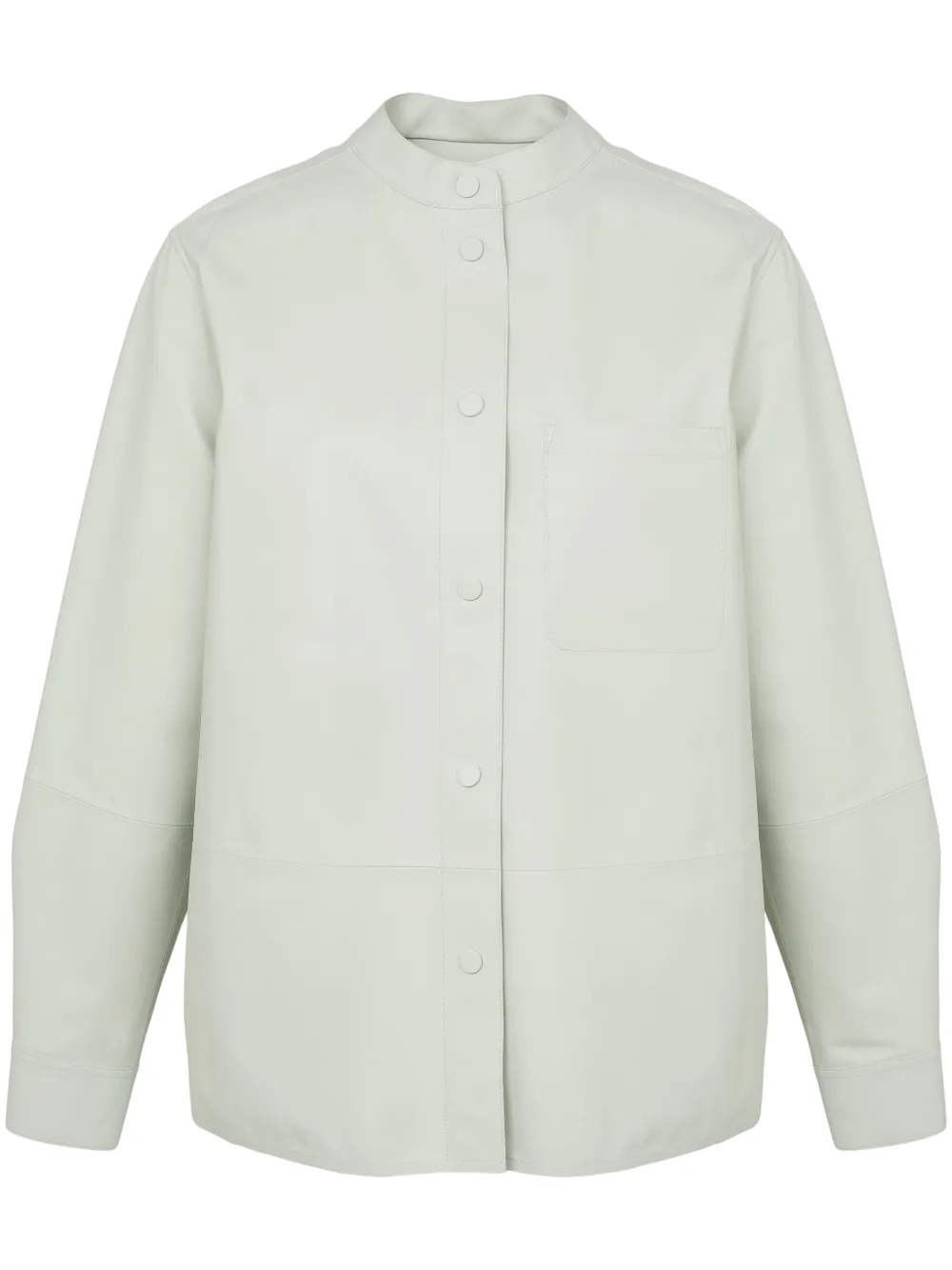 Yves Salomon Leather Overshirt In Green