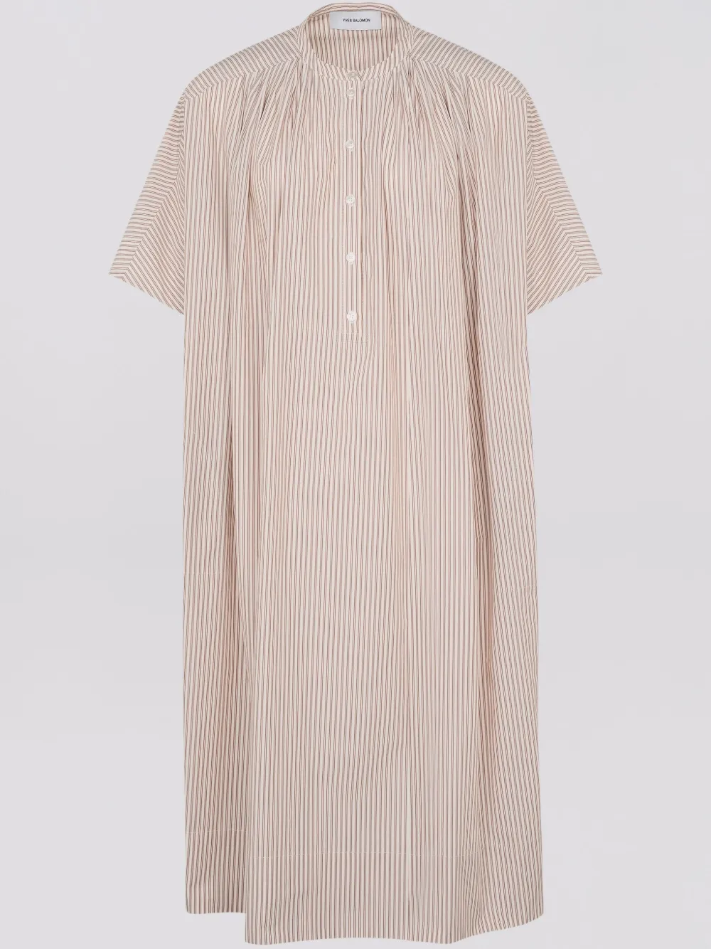 Yves Salomon Striped Midi Dress In Braun