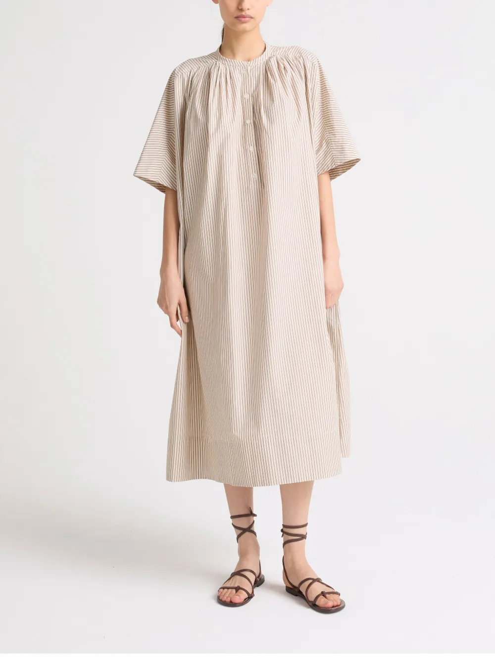 Yves Salomon striped midi dress - Bruin