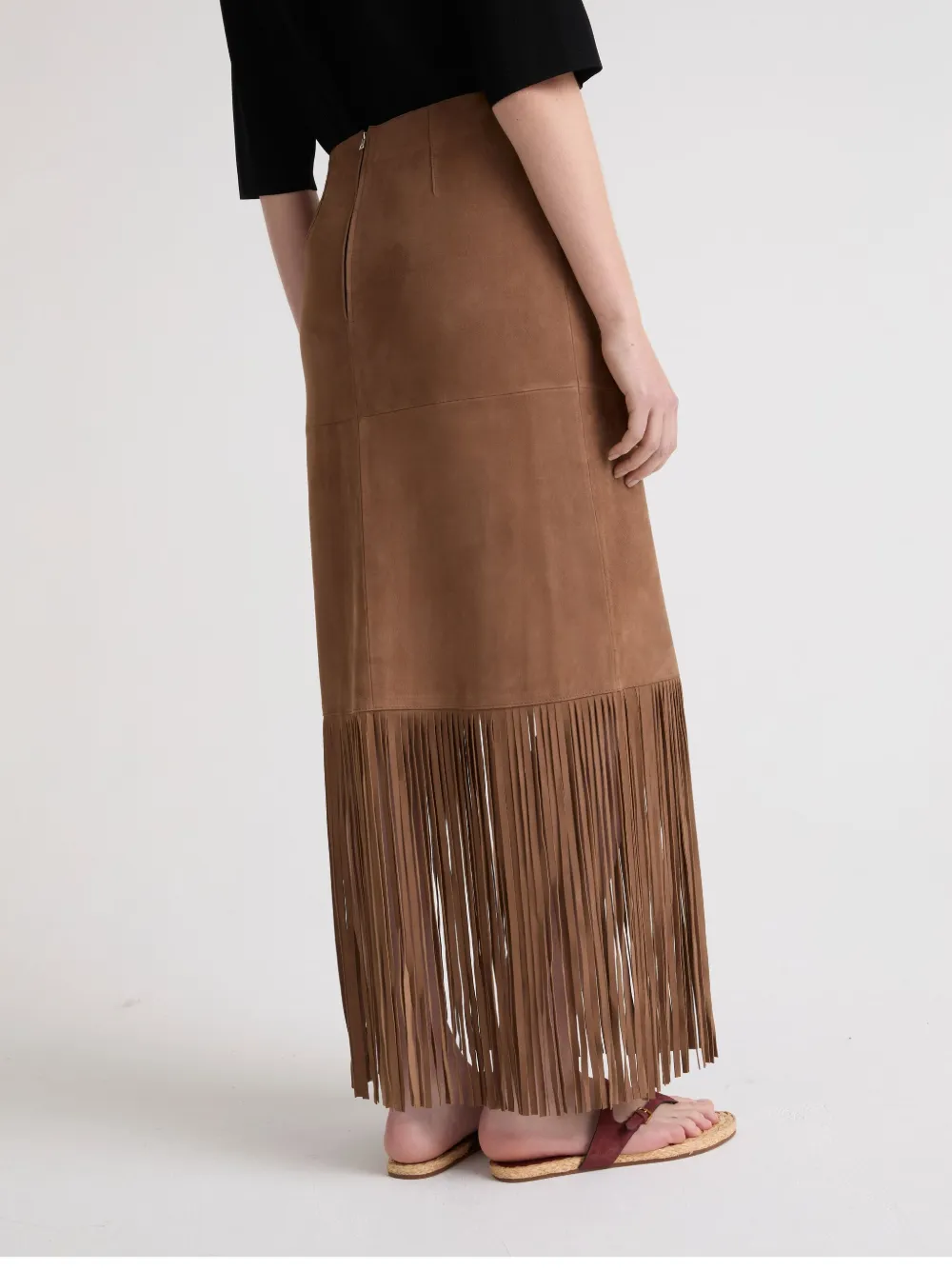 Yves Salomon Leather Skirt In Braun
