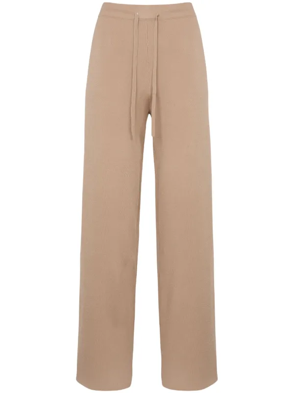 Yves Salomon Knitted Trousers in Neutrals