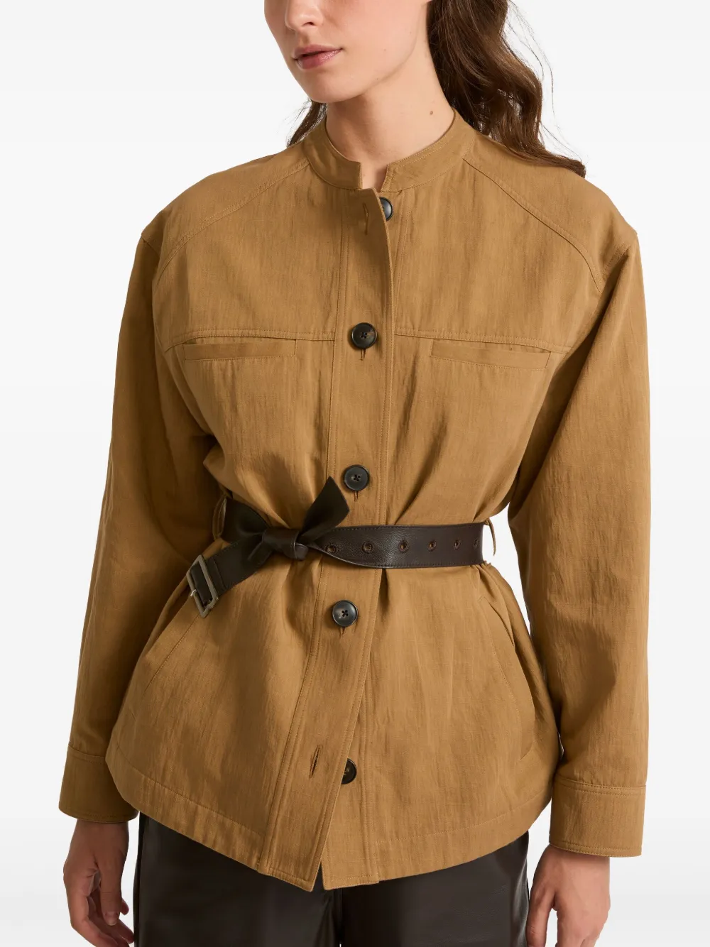  Yves Salomon Belted Jacket - Brown 