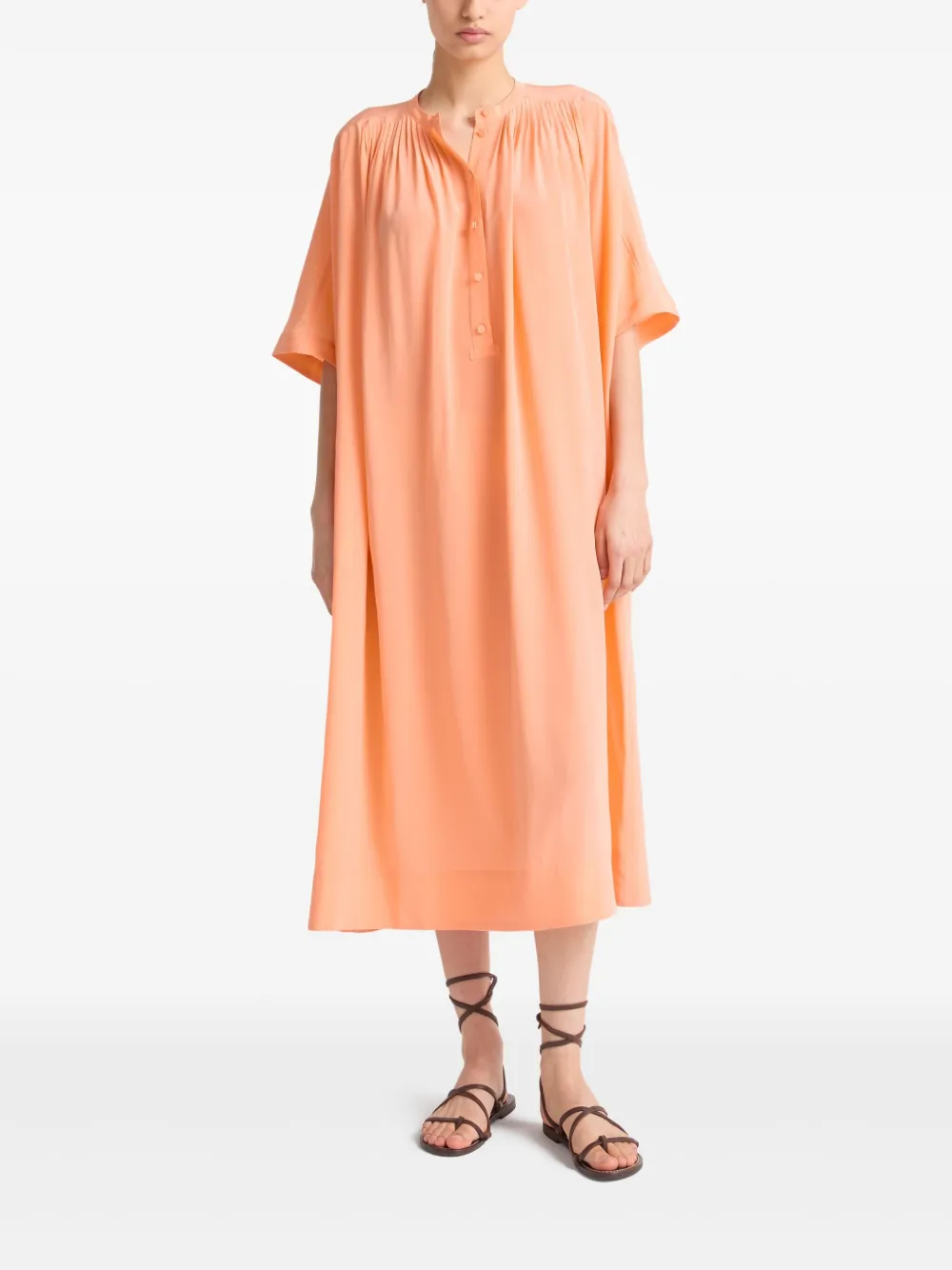 Yves Salomon Zijden midi-rok - Oranje
