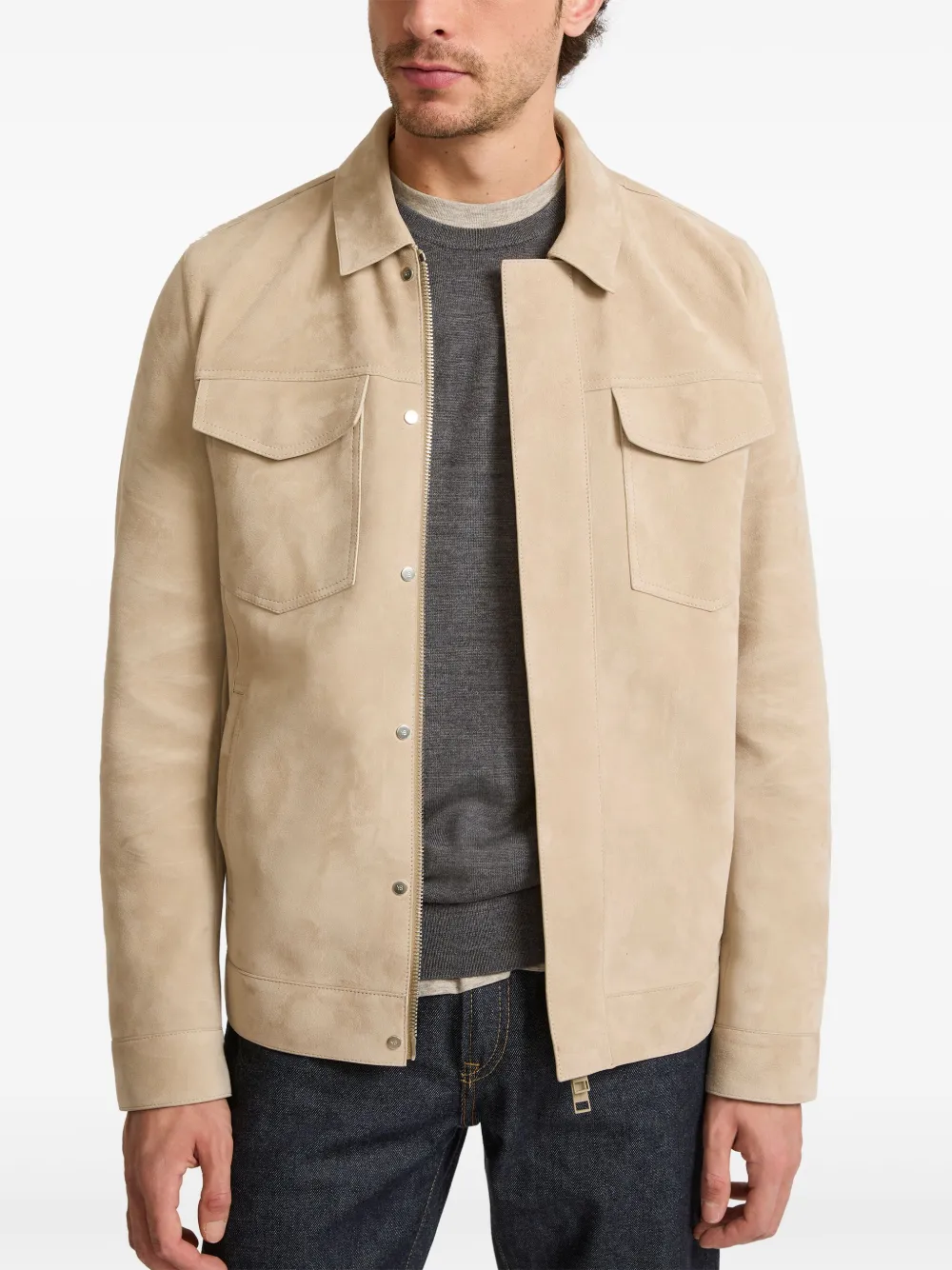 Yves Salomon Fluwelen leren jack Beige