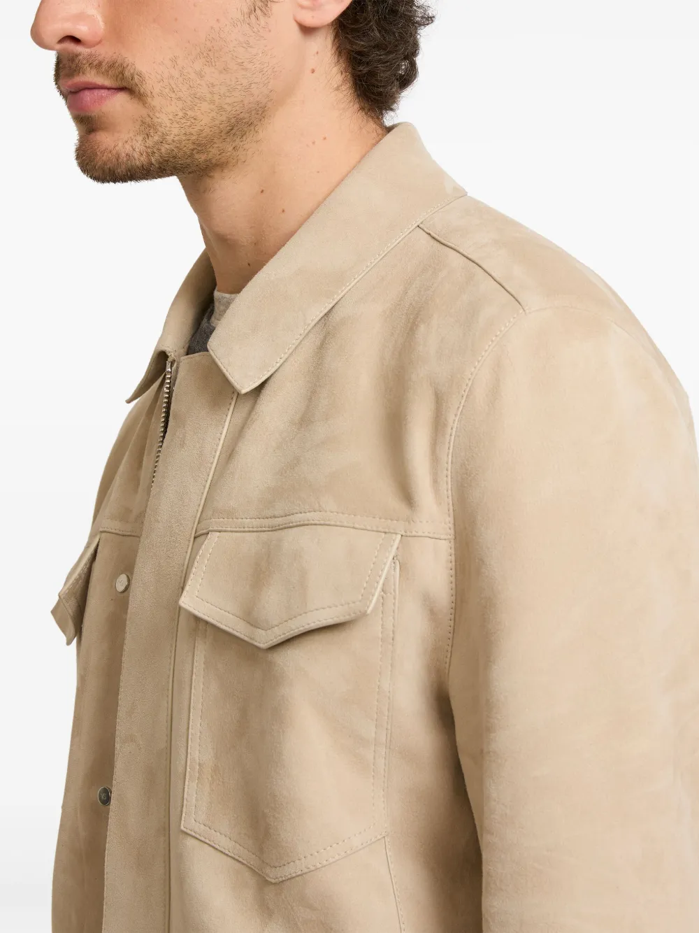 Yves Salomon Fluwelen leren jack Beige