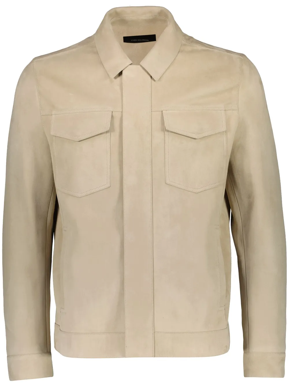 Yves Salomon Fluwelen leren jack Beige