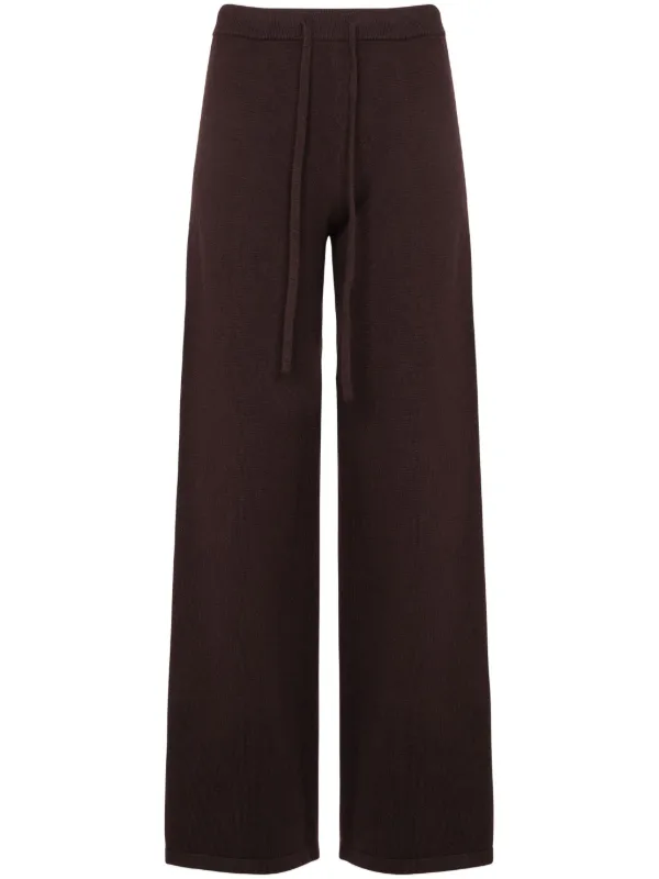 Yves Salomon Knitted Trousers in Brown
