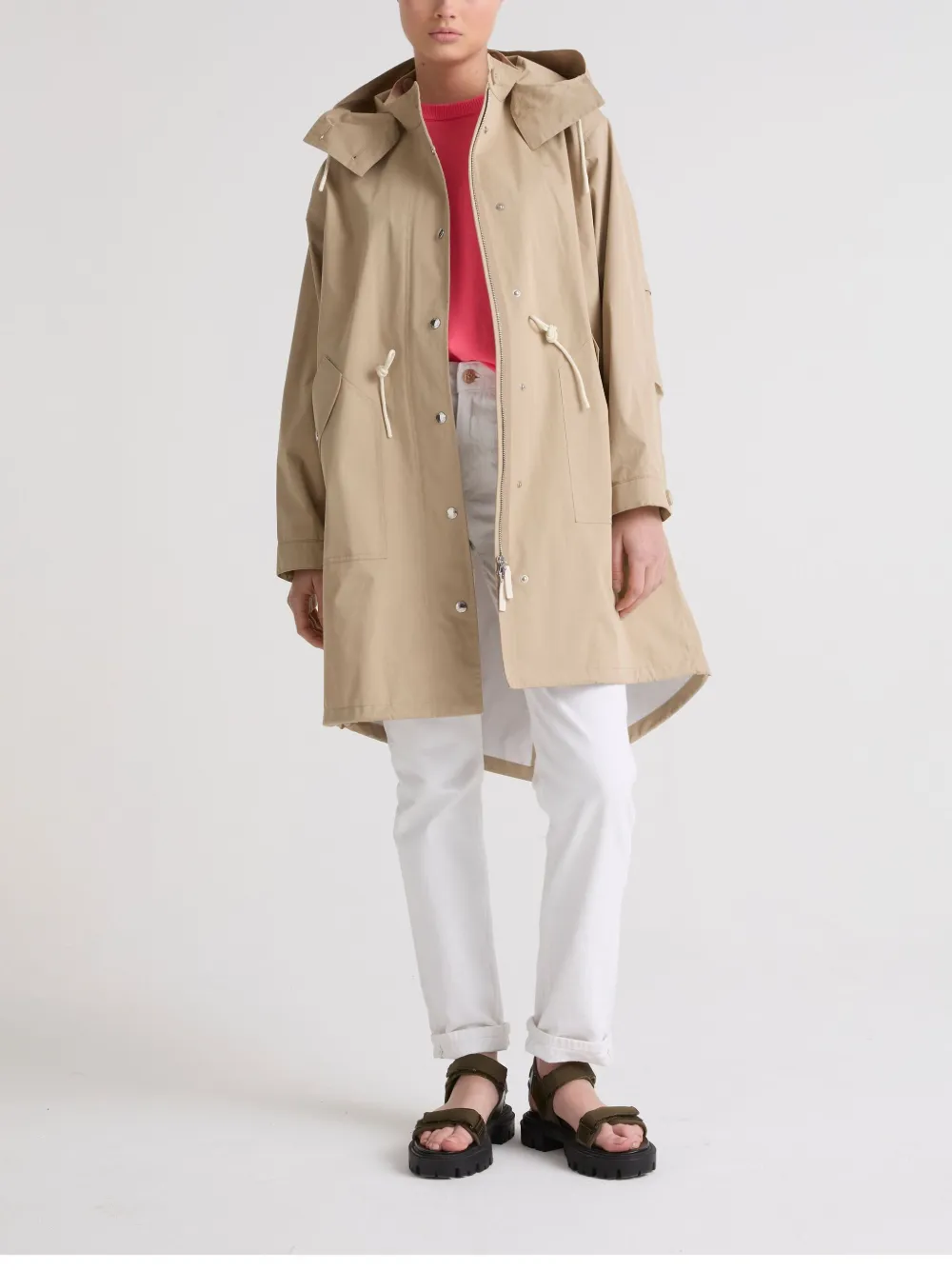 Shop Yves Salomon Waterproof Parka In Neutrals