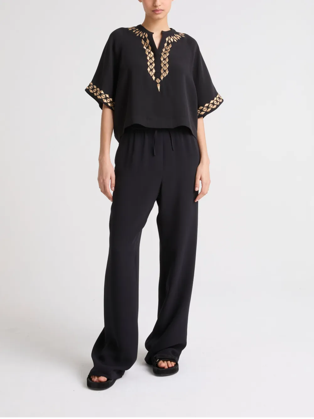 Yves Salomon silk trousers - Zwart