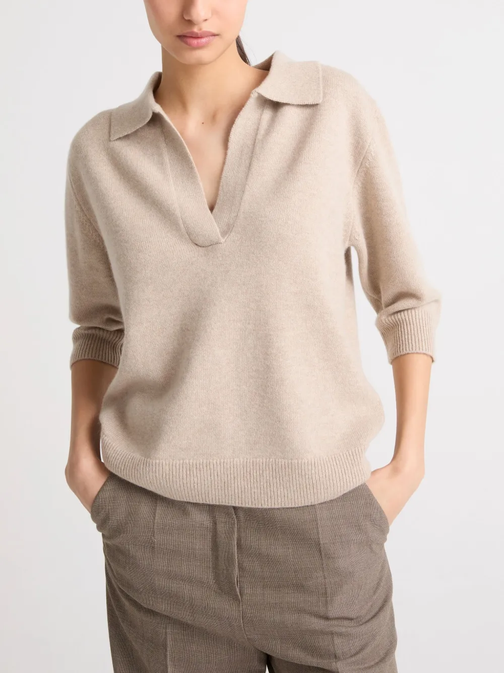 Yves Salomon Knitted Polo Shirt In Neutrals