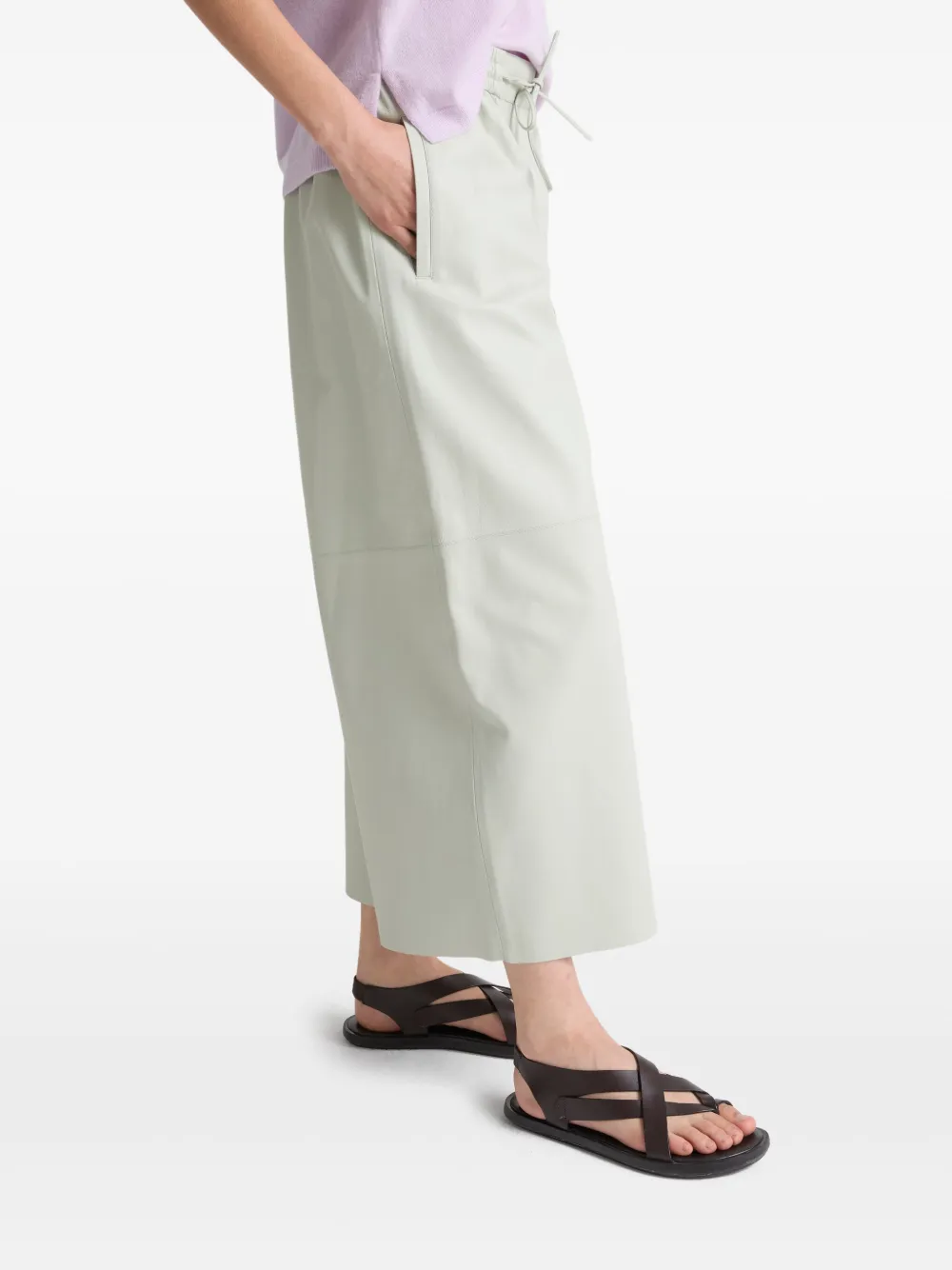 Yves Salomon Leather Trousers In White