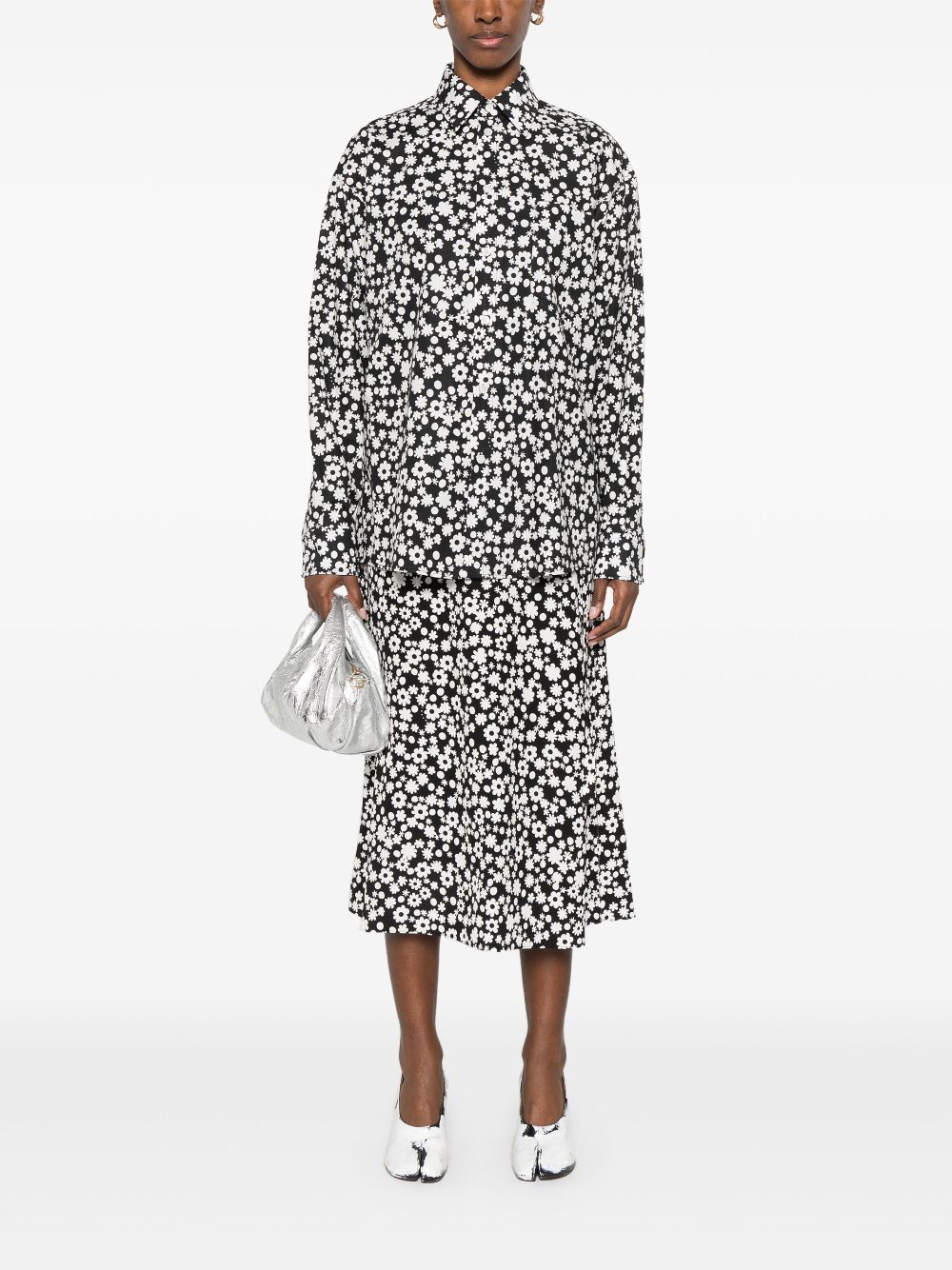 Marni Midi-jurk met bloemenprint - Zwart