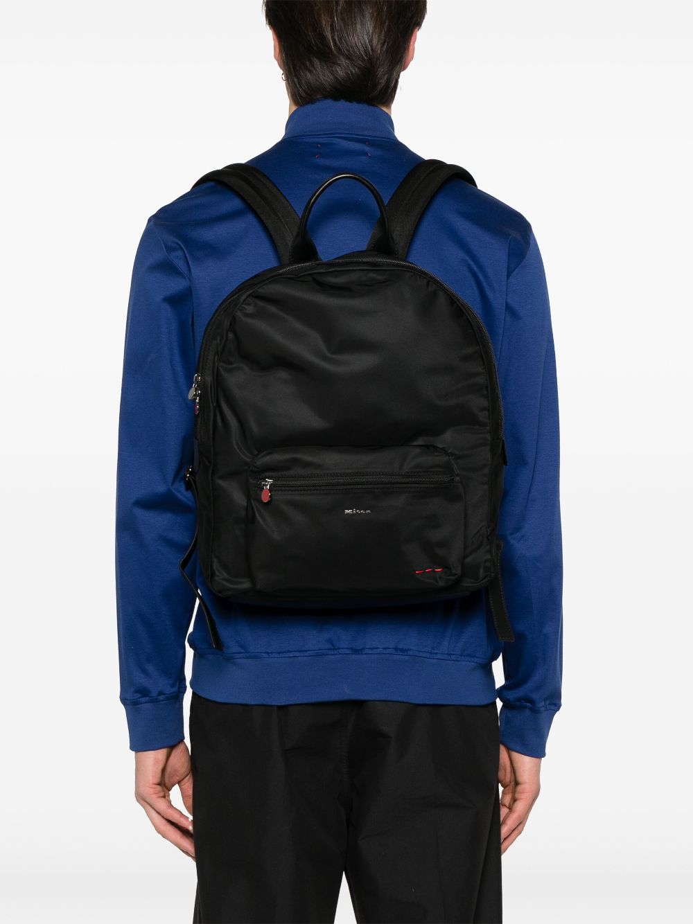 Kiton logo-plaque backpack - Black