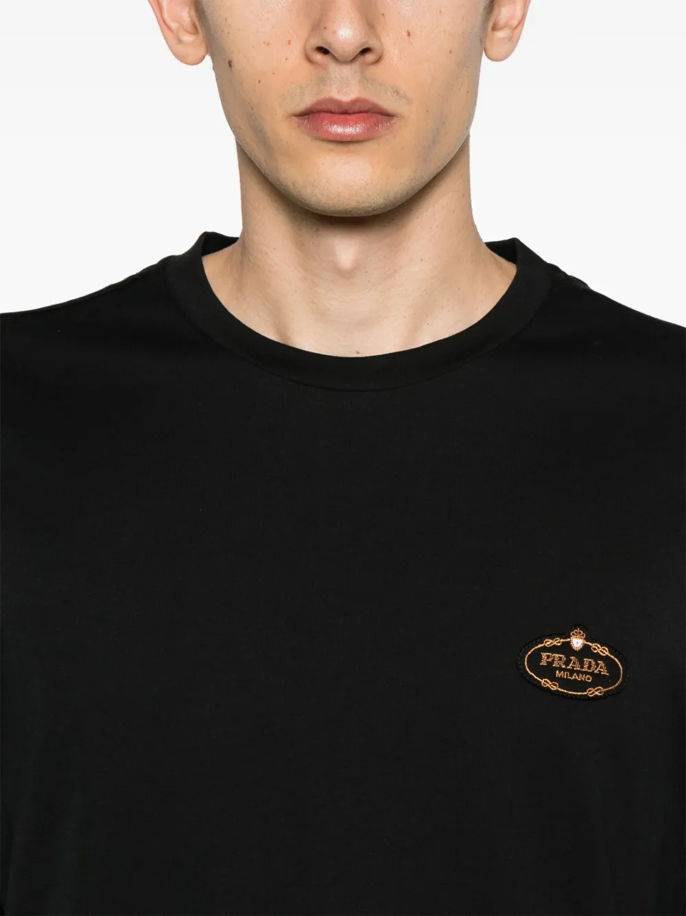 Prada T-shirt met geborduurd logo Zwart