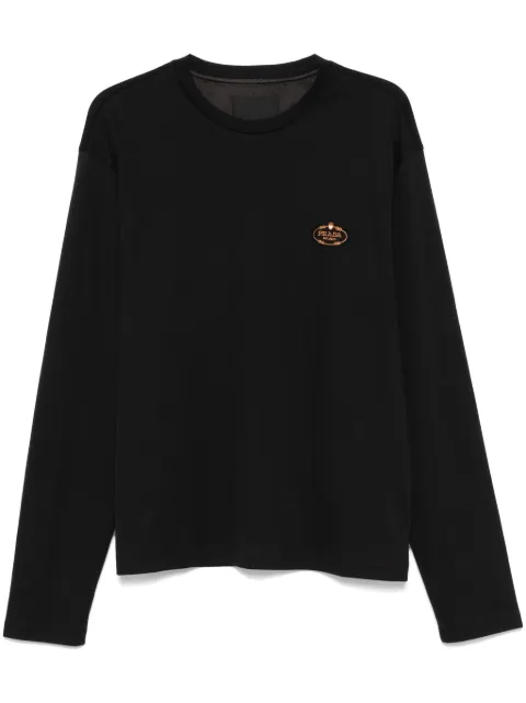 Prada logo-embroidered T-shirt 