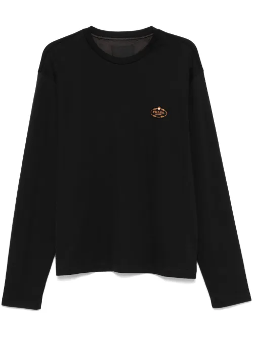 Prada t-shirt à logo brodé - Noir - Prada - Modalova