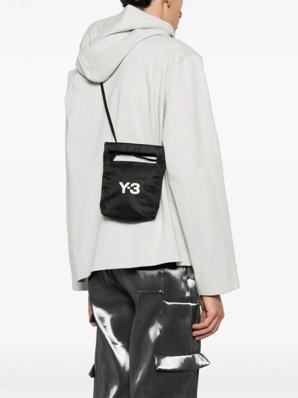 Y-3 logo-print shoulder bag - Zwart