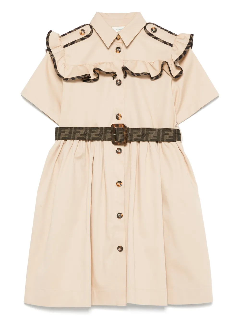Fendi Kids Gabardine jurk Beige