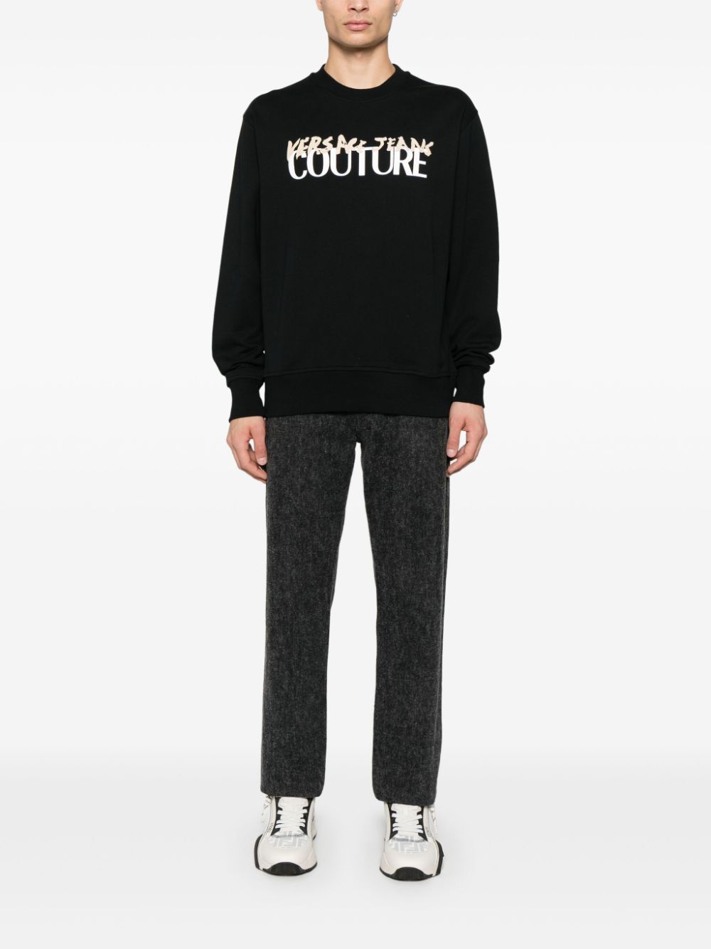 Versace Jeans Couture Sweater met logoprint - Zwart