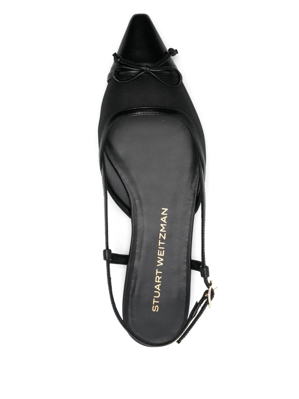 Stuart Weitzman Black Slingback Ballerinas With Pointed Design In Black