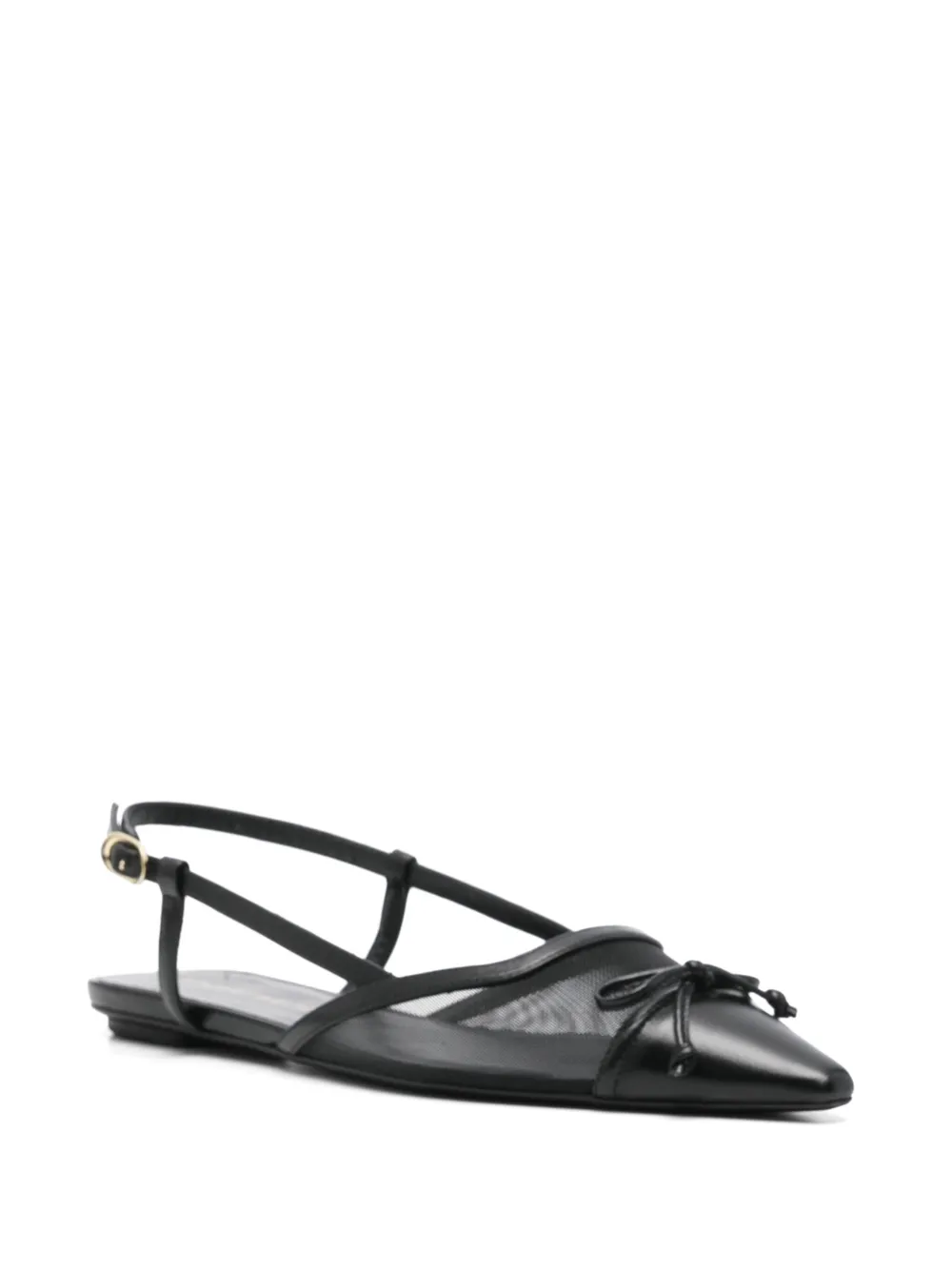 Stuart Weitzman Black Slingback Ballerinas With Pointed Design In Black