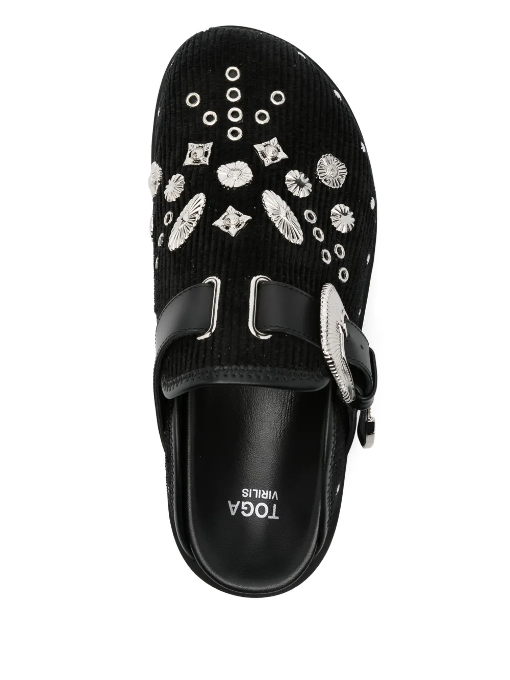 Toga Virilis Eyelet Metal sabot loafers Black